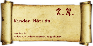 Kinder Mátyás névjegykártya